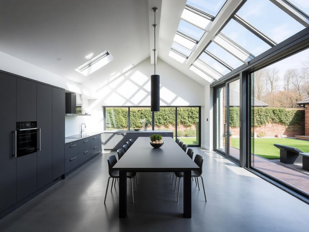 Modern London full-width rear kitchen extension with sliding doors onto garden